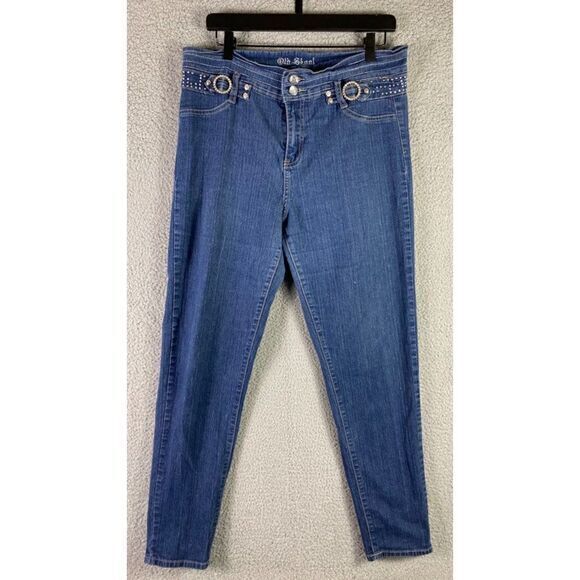 Jeans Womens Size 14 High Rise‎ Old Skool Straight Leg Cotton Denim Pockets Blue - Picture 3 of 12
